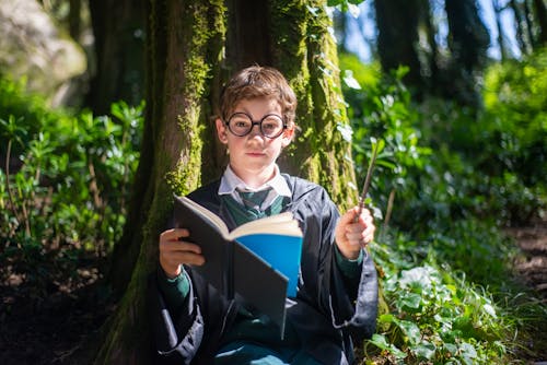 Free Boy Wearing a Harry Potter Costume Stock Photo