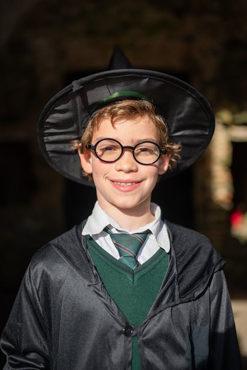 Free Smiling Boy in Harry Potter's Costume Stock Photo