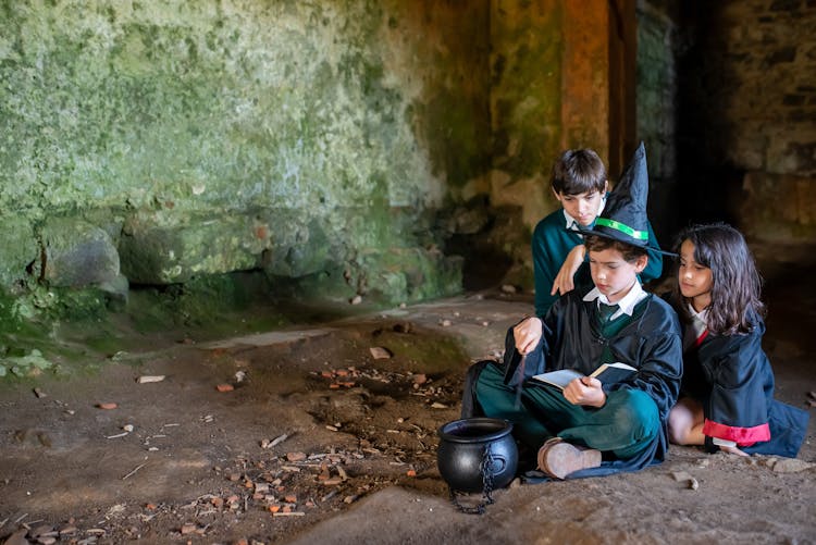 Wizards Doing A Magic In A Cave