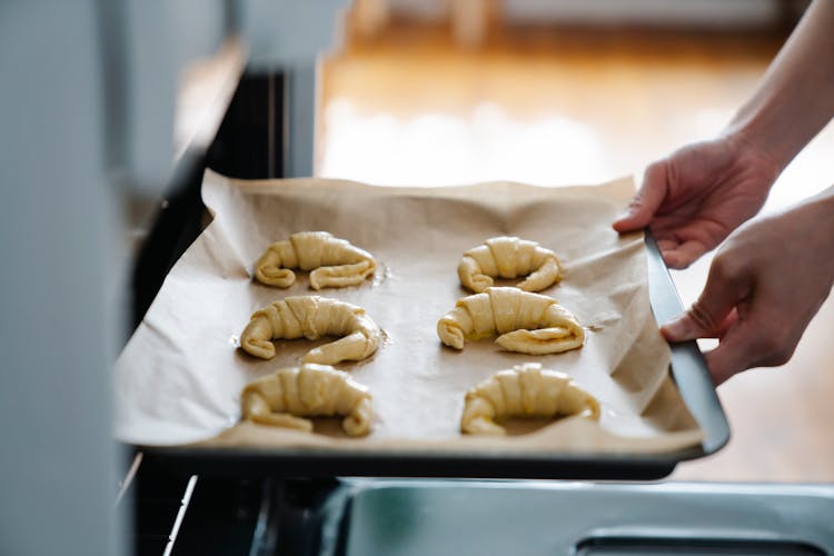 Croissants Dough On Baking Tray