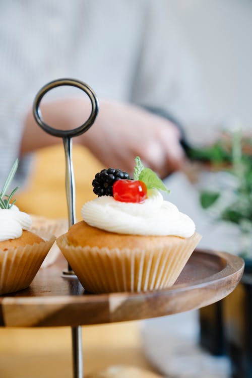 Close-Up Shot of a Cupcake with Berries