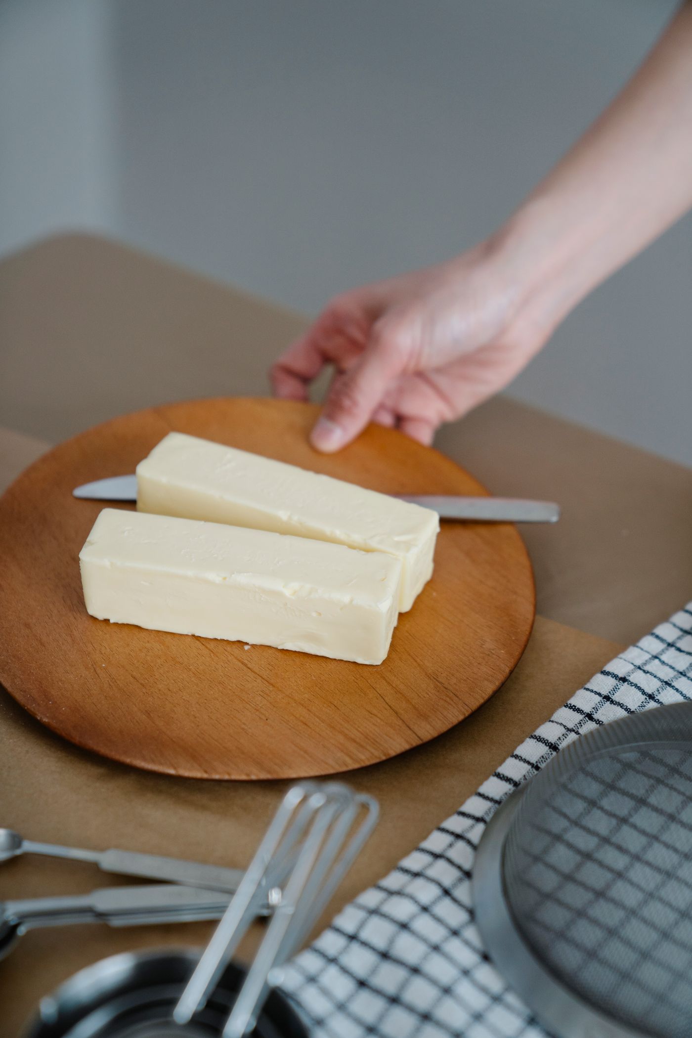 Two blocks of butter ready for recipe measurement