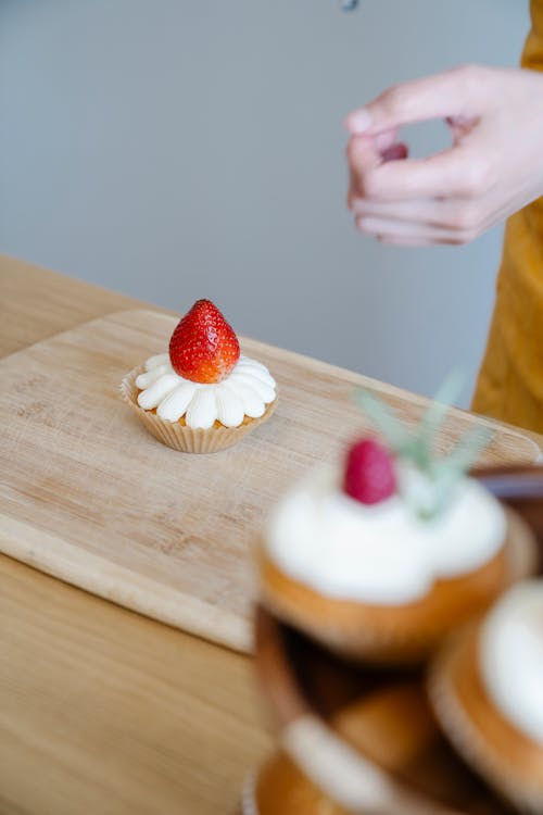 Cupcake on a Wooden Board