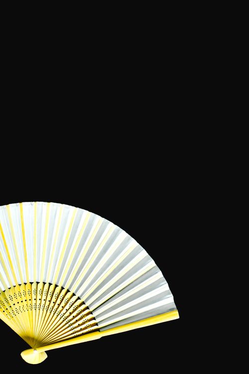 Free Minimalist photo of an elegant hand fan with ample copyspace on a black backdrop. Stock Photo