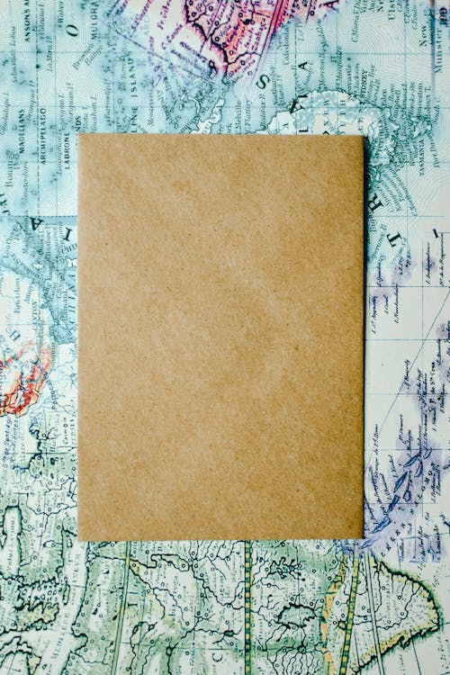 A Brown Envelope on Map Background