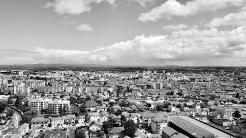 Foto d'estoc gratuïta de blanc i negre, càmera drone, centre de la ciutat