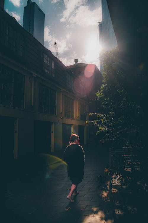 woman Walking on the Alley