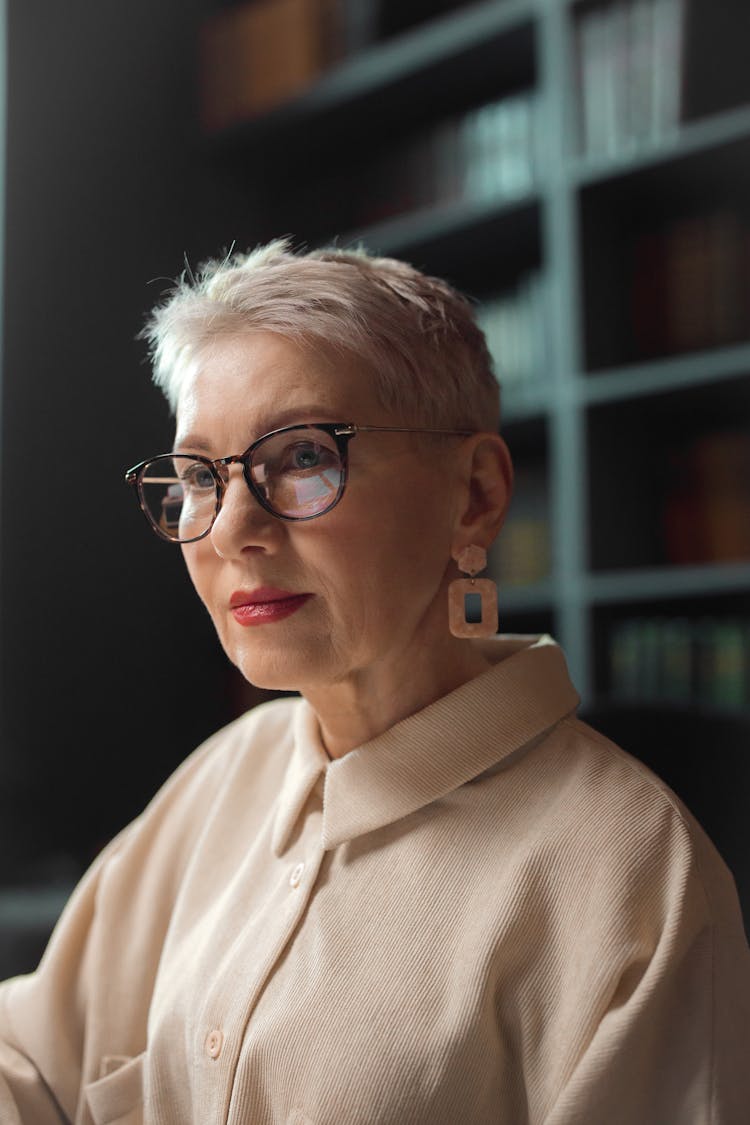 Elderly Woman Wearing Eyeglasses