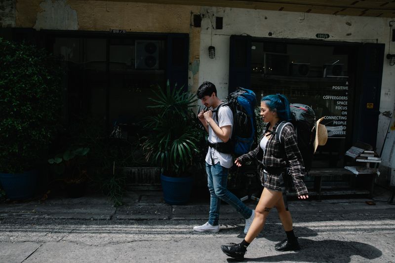Travellers with backpacks
