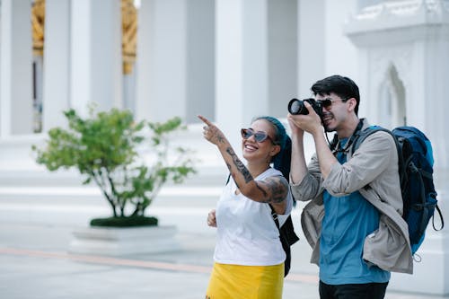 Free Backpackers with Camera Stock Photo
