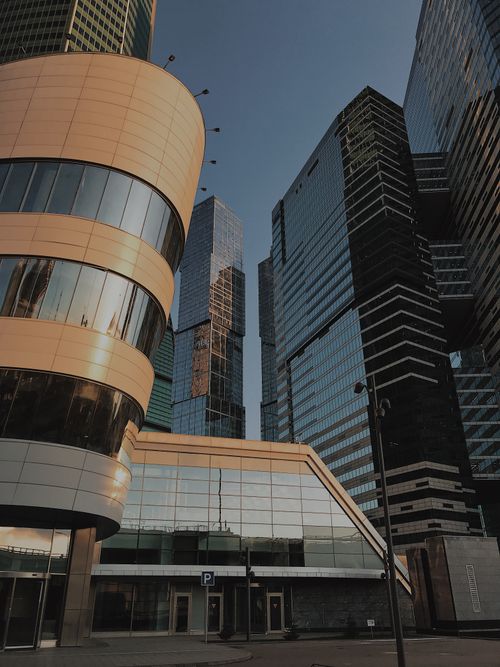 Free Urban cityscape of sleek modern skyscrapers in Moscow's business district. Stock Photo