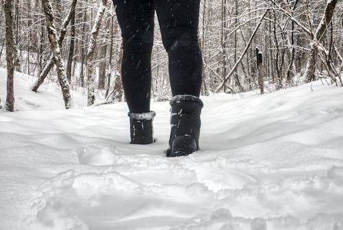Free A Person Walking on Snow Stock Photo