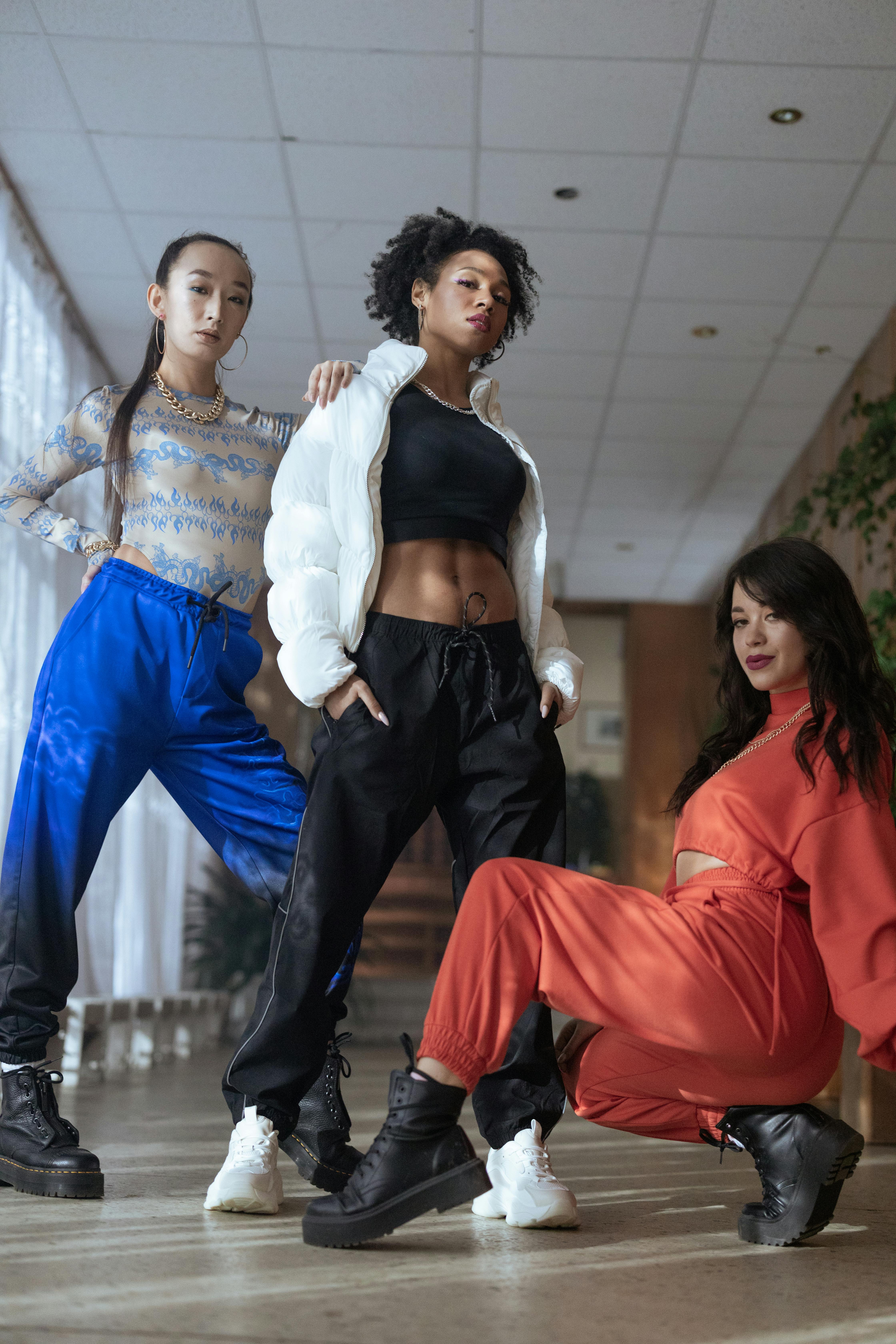 A Group of Women in Streetwear Posing