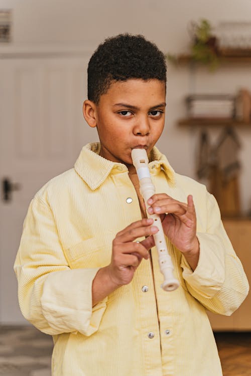 Kostenlos Kostenloses Stock Foto zu afroamerikanisches kind, blasinstrument, flöte Stock-Foto