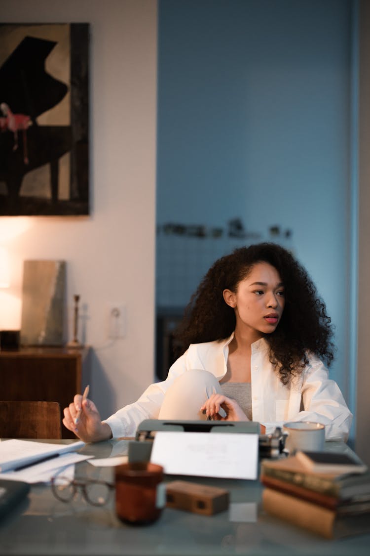 Selective Focus Of A Woman Creating A Script