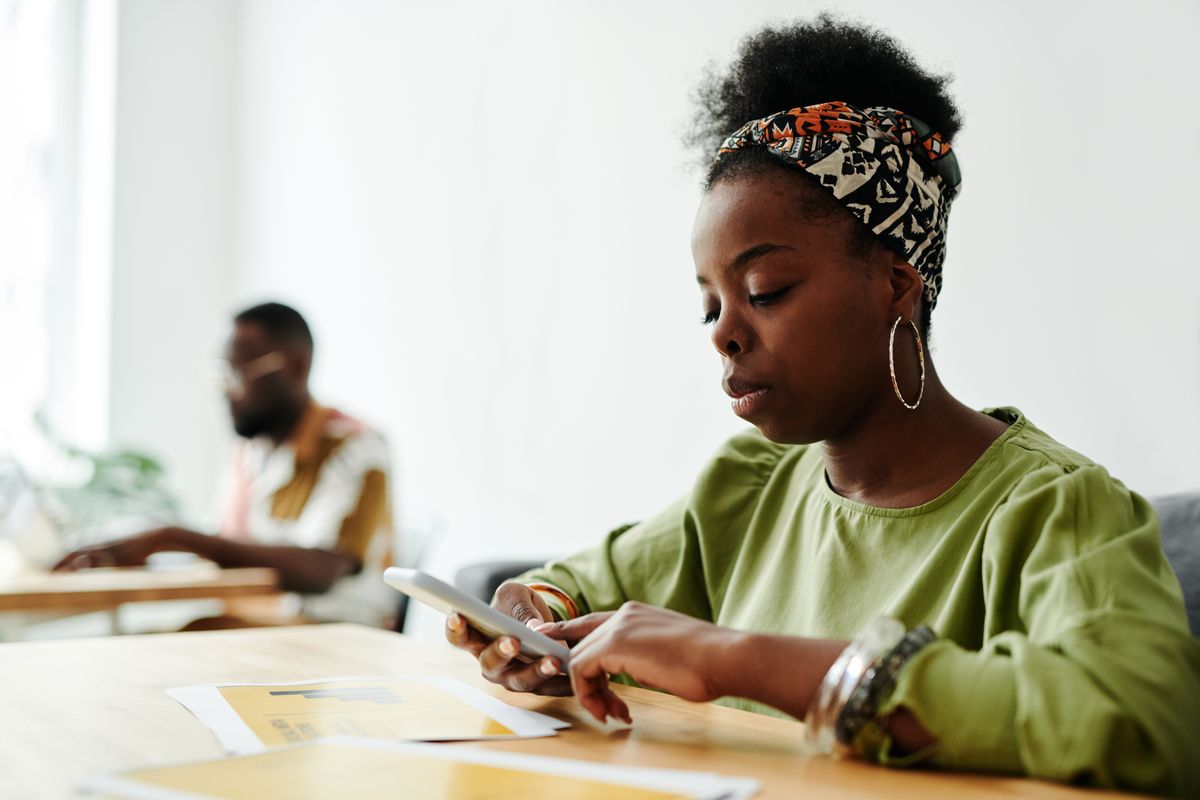 Adult woman using a smartphone