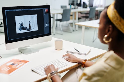 A Woman Using a Computer