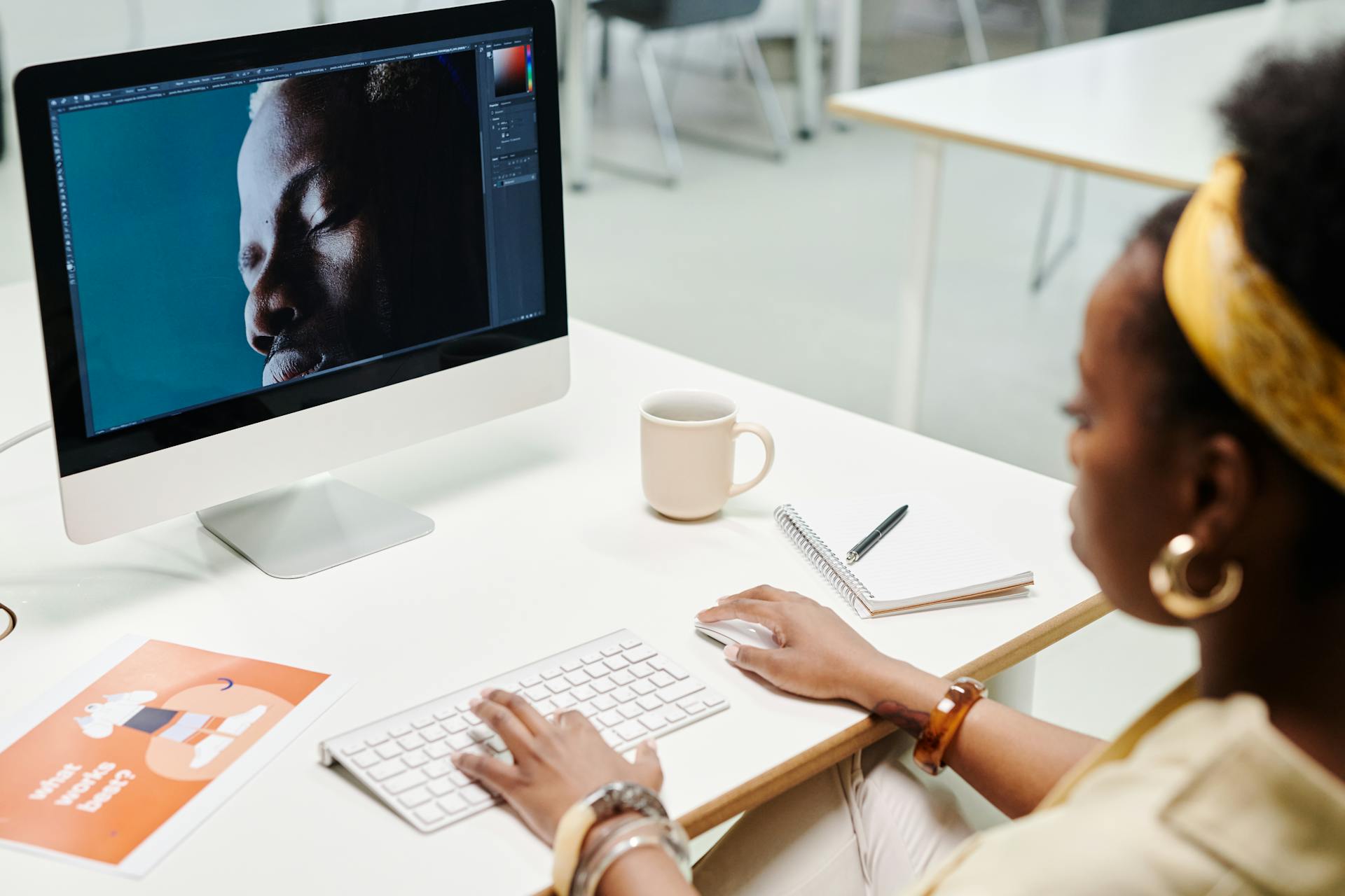 Woman Editing Photo in Work