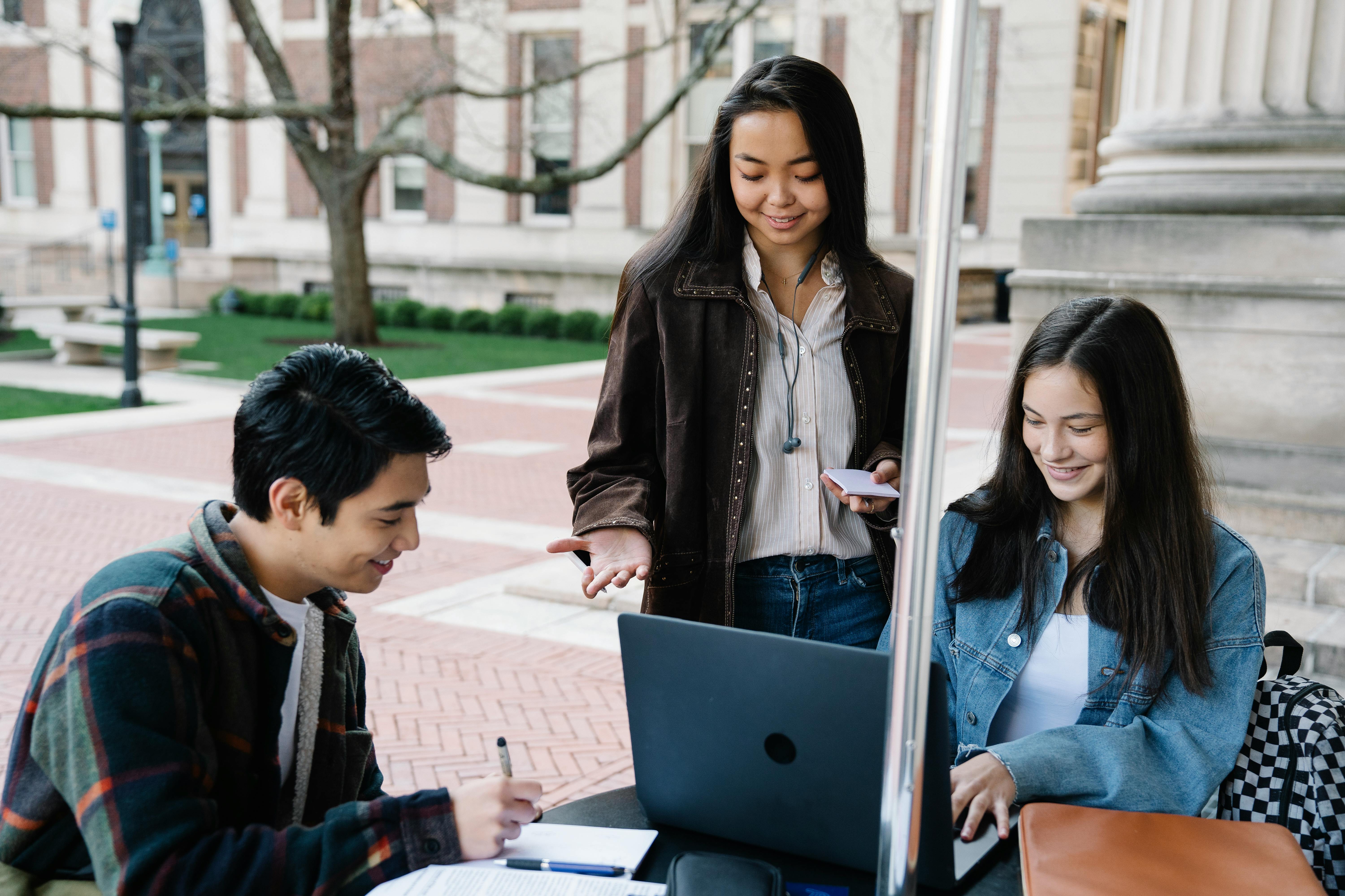 group of students studying