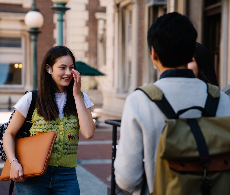 Students engaging and socialising on a university campus