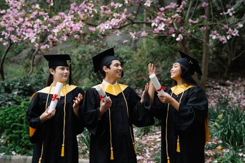 Free Photo of a Group Wearing Black Square Academic Caps Stock Photo