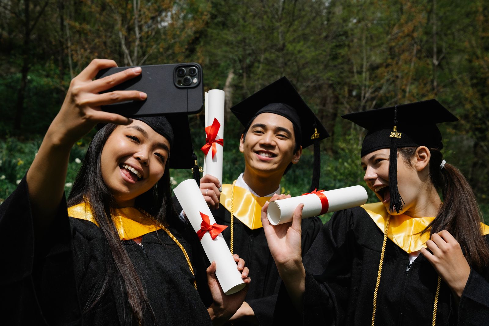 Graduating university students celebrating their achievement