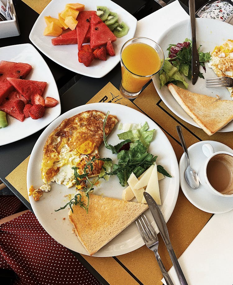 Food On White Ceramic Plates