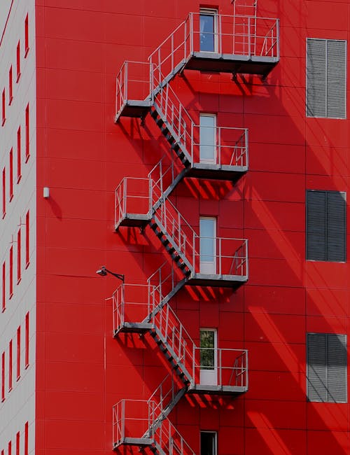 Red Building with Emergency Exit