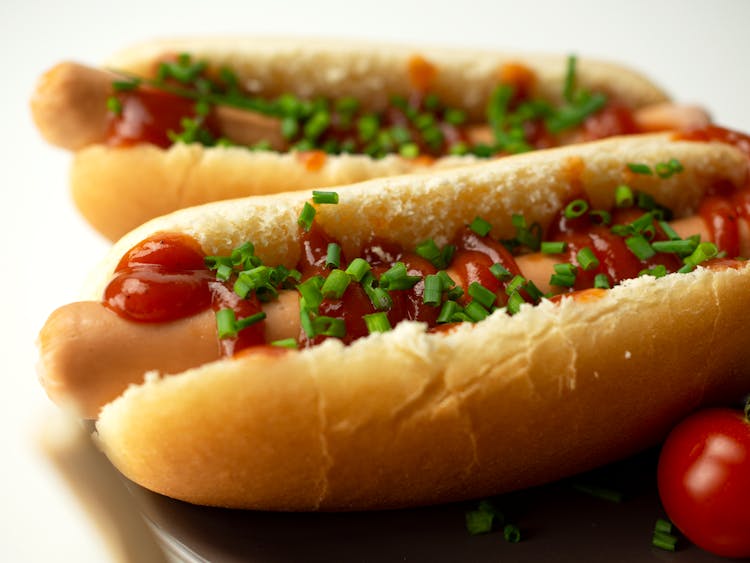 Close-Up Shot Of Hotdogs