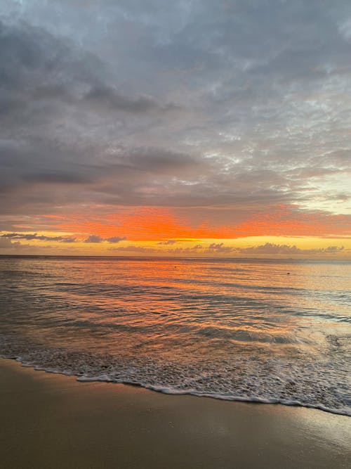 Sea Waves on the Shore During Sunset