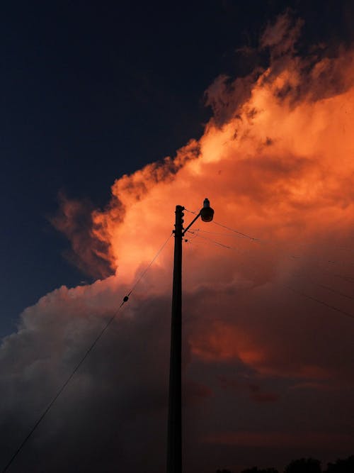 Free Low-Angle Shot of a Silhouette of an Electric Post at Dusk Stock Photo