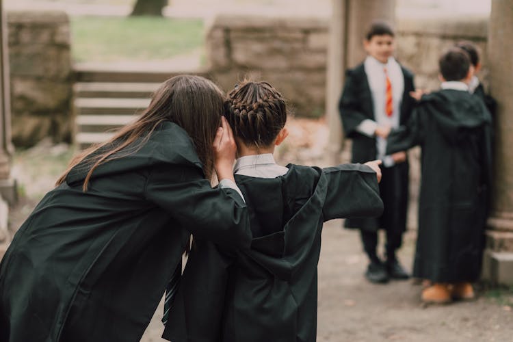 Children Wearing Black Robes 