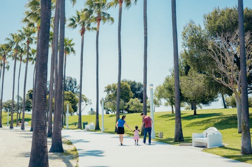 Free A Happy Family Walking Stock Photo