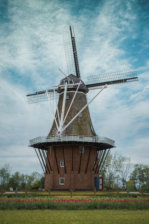 Windmill under Blue Cloudy Sky 