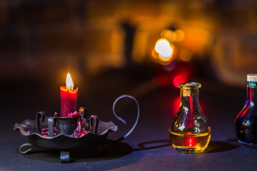 Základová fotografie zdarma na téma bokeh, držák svíčky, láhev