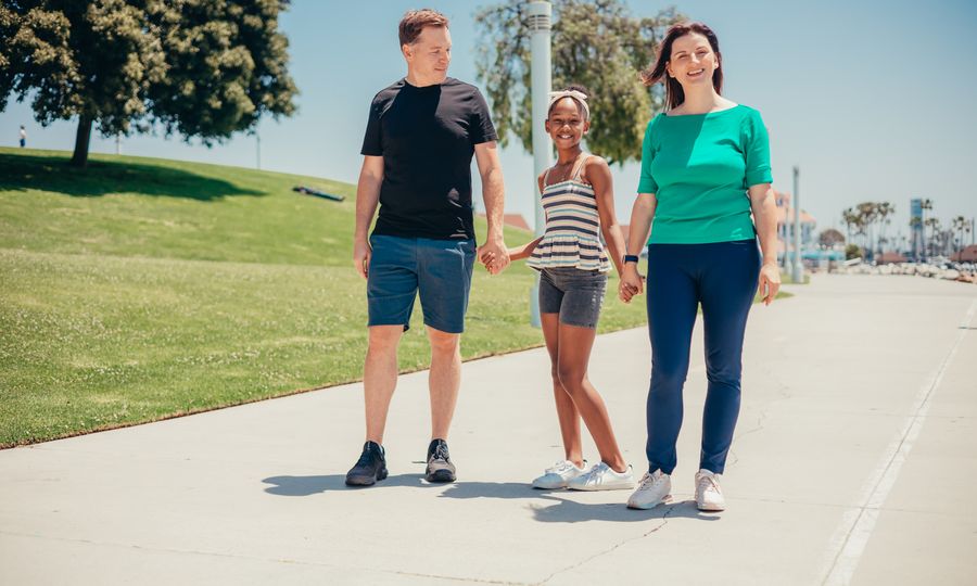 Family walking together outdoors