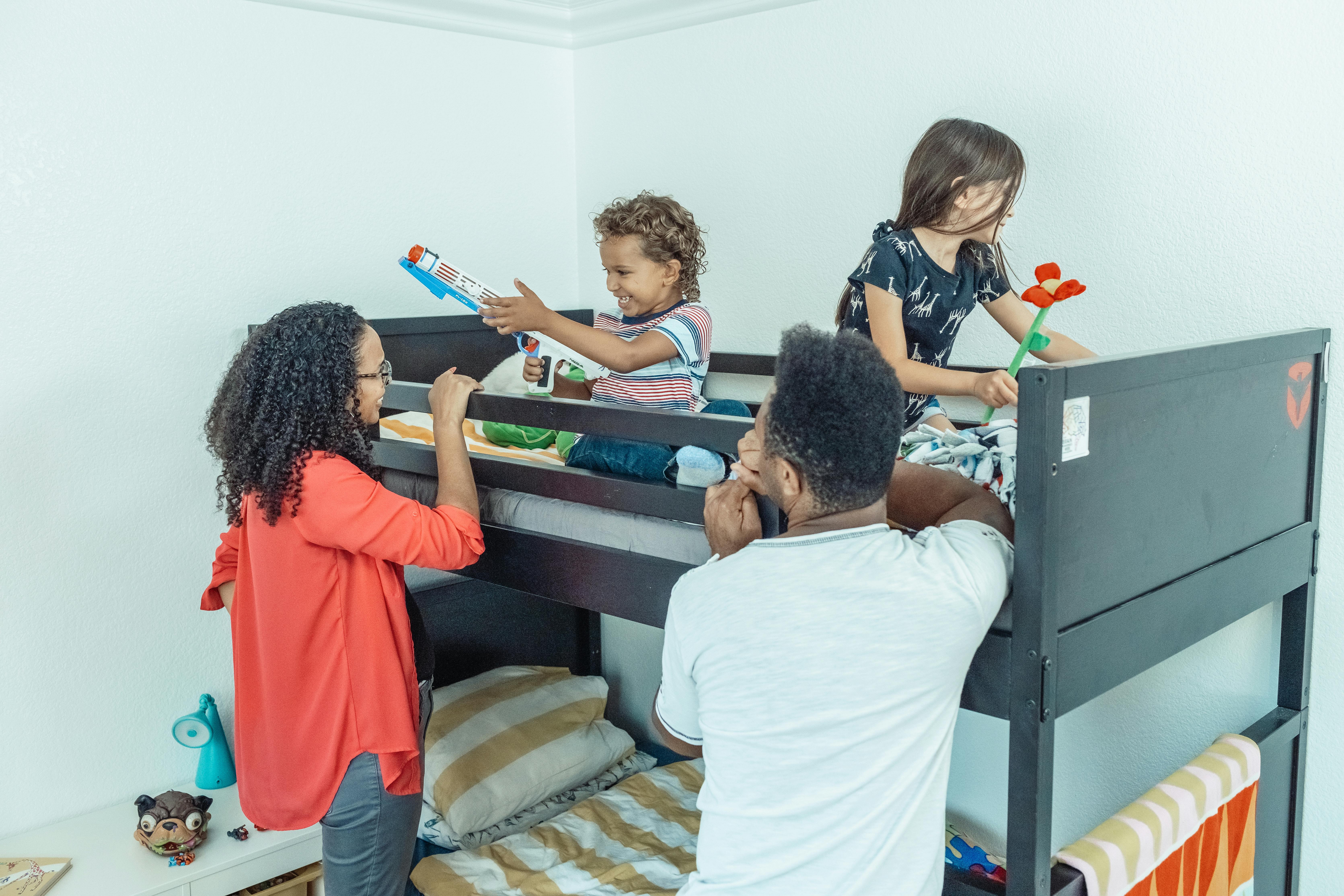 a family in the bedroom