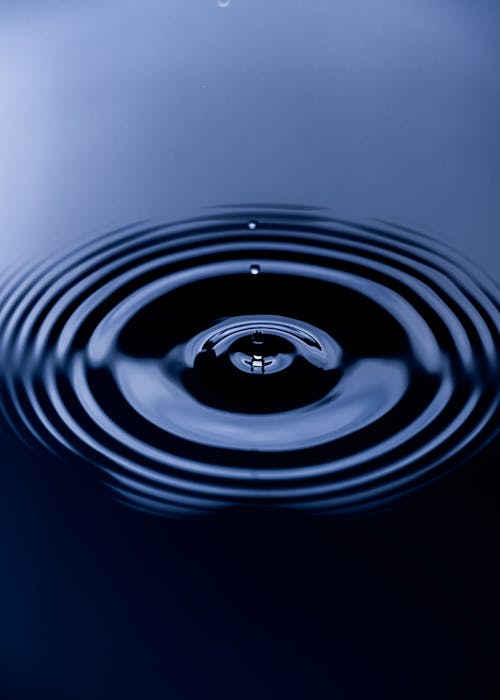 Close-up of Rings Formed on a Water Surface from a Water Droplet