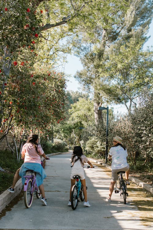 A Family Riding Bicycle Together