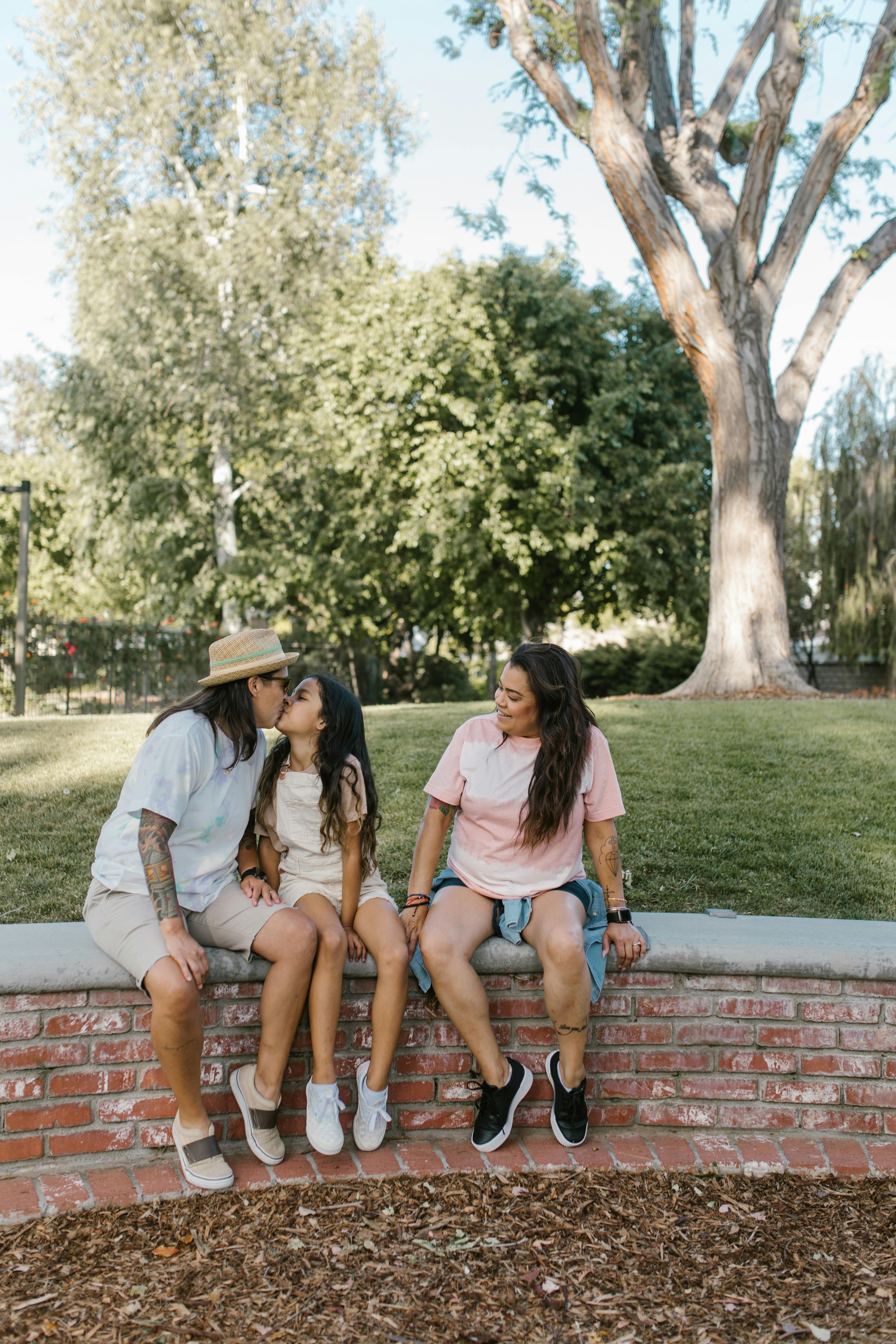 happy daughter kissing her mother