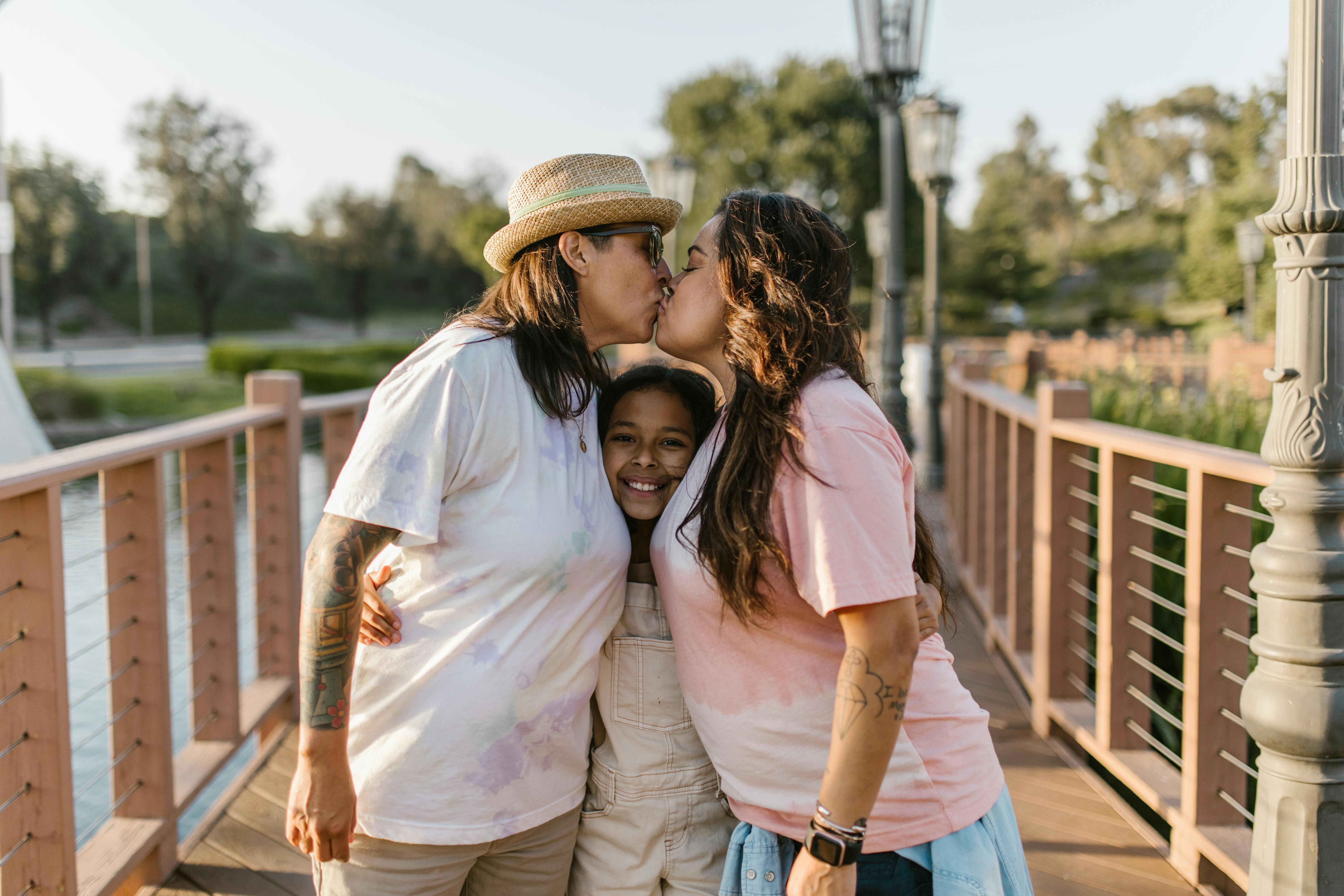 a two women kissing together