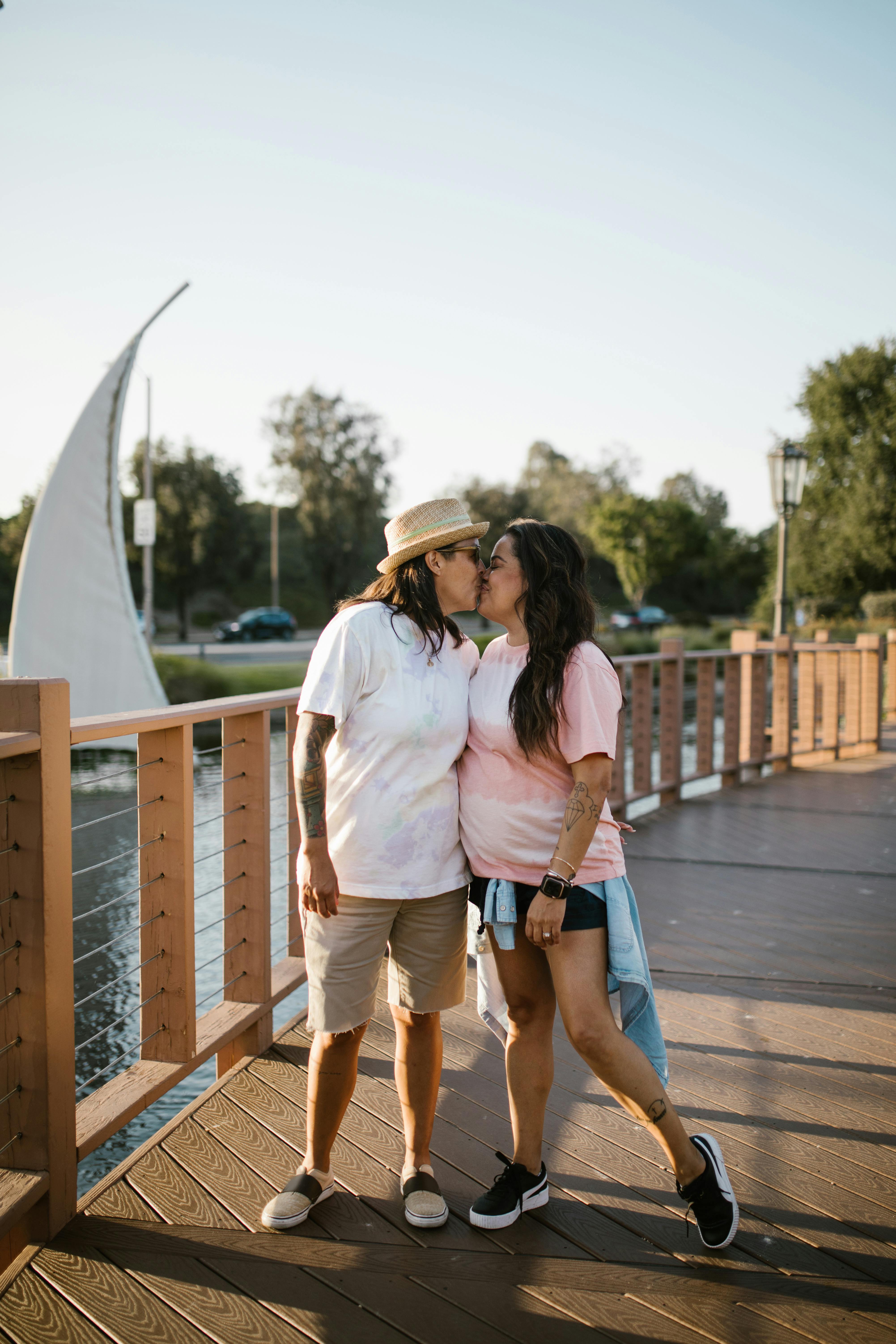 a couple kissing each other