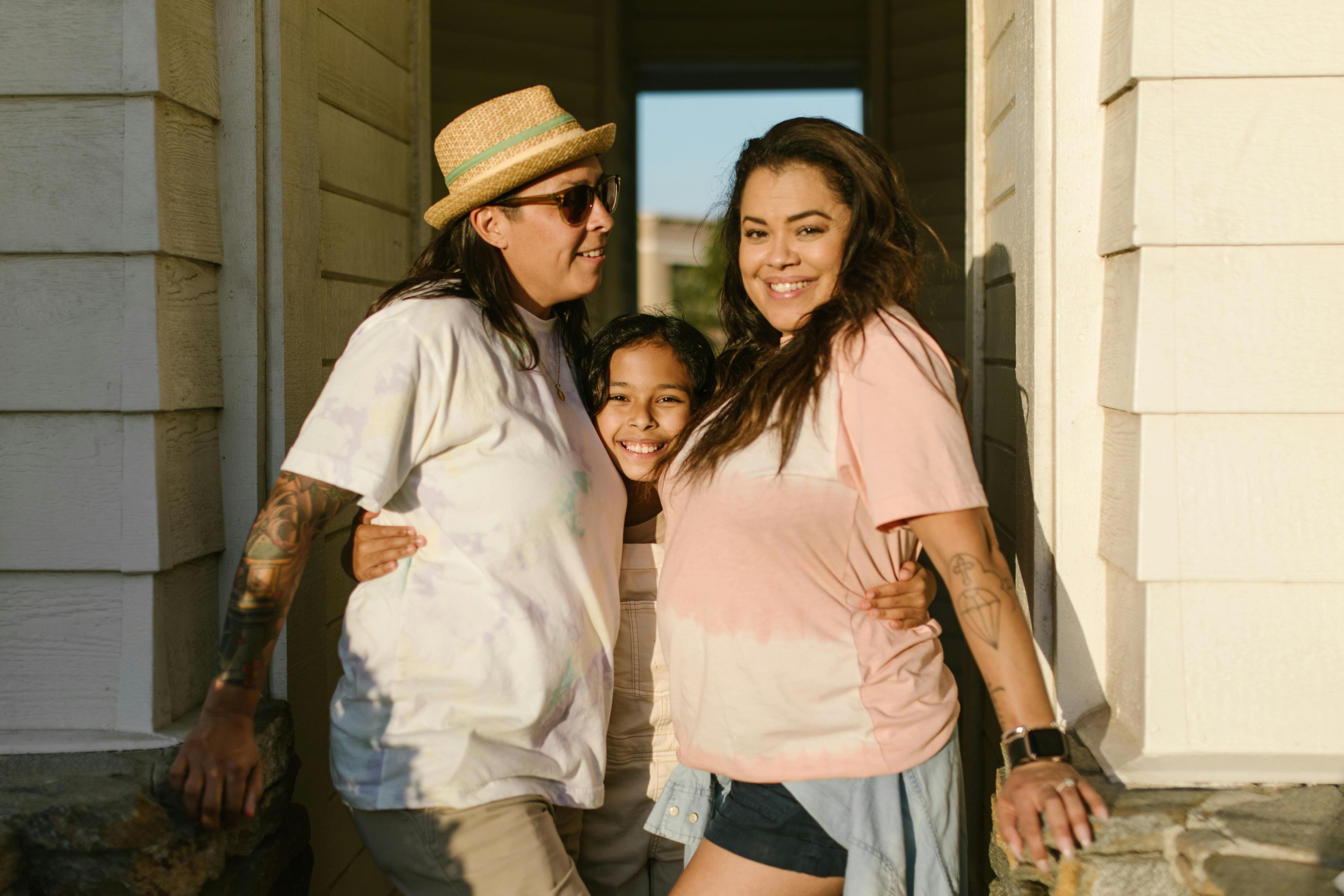 family photo by the doorway