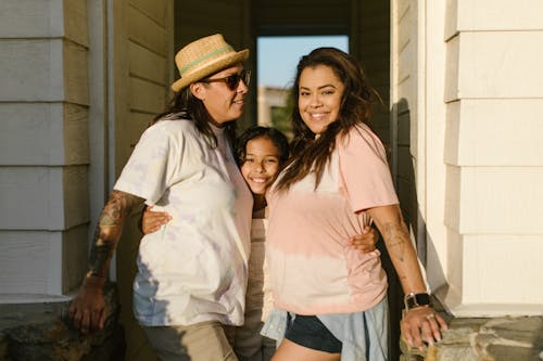 Free Family Photo by the Doorway Stock Photo