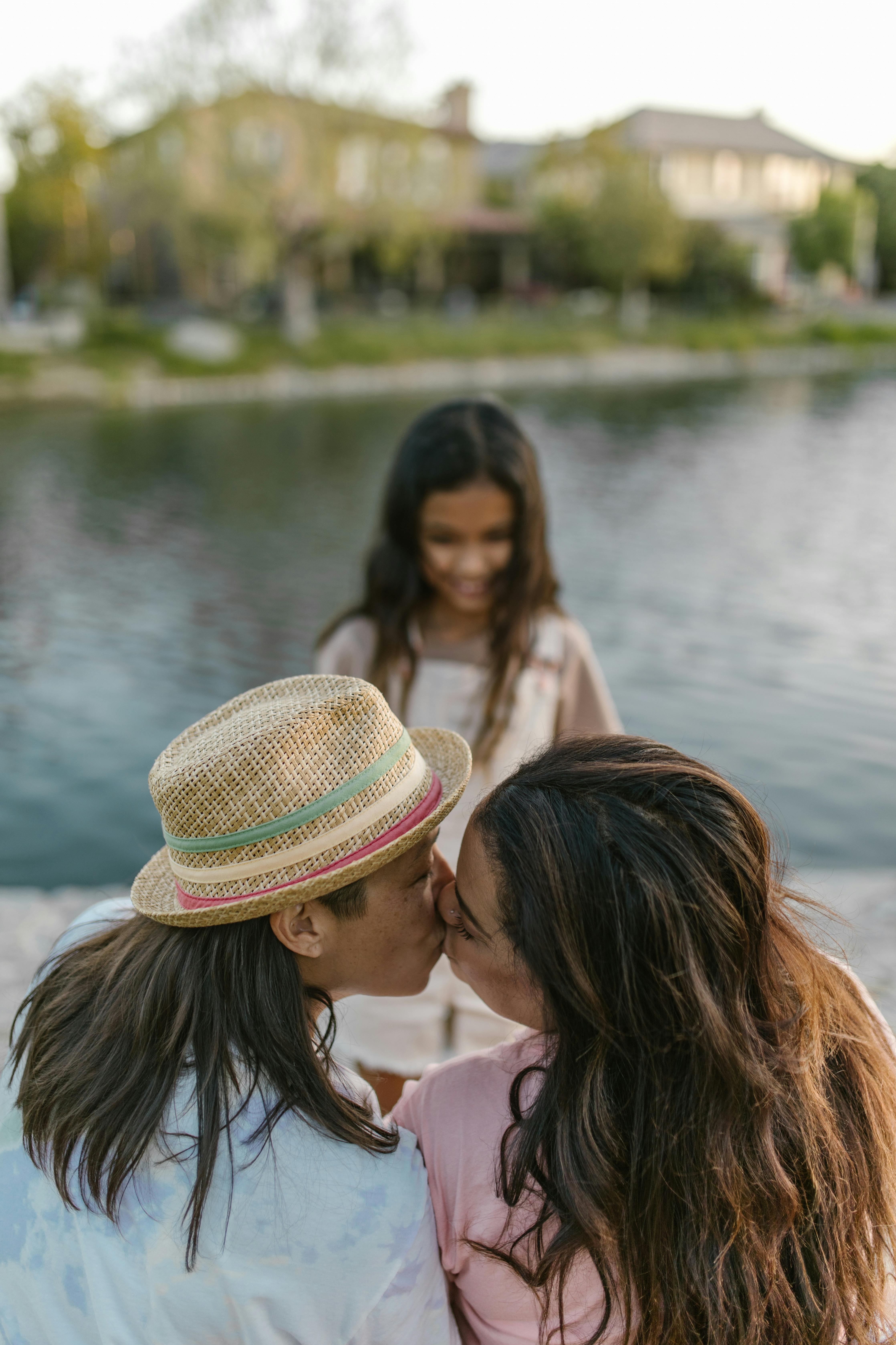 a romantic couple kissing