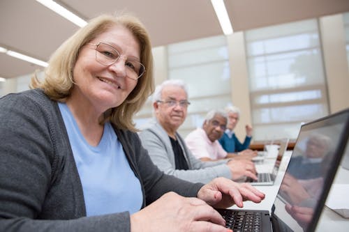 Free Elderly People Learning about Computers Stock Photo