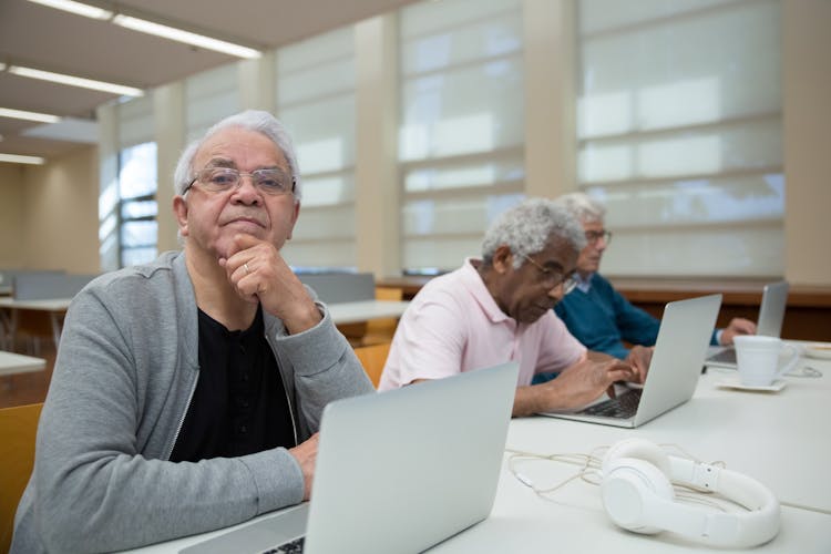 Elderly People Using Laptop