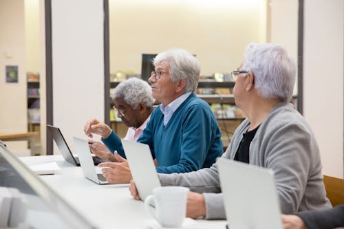 Free Elderly People in a Computer Class Stock Photo