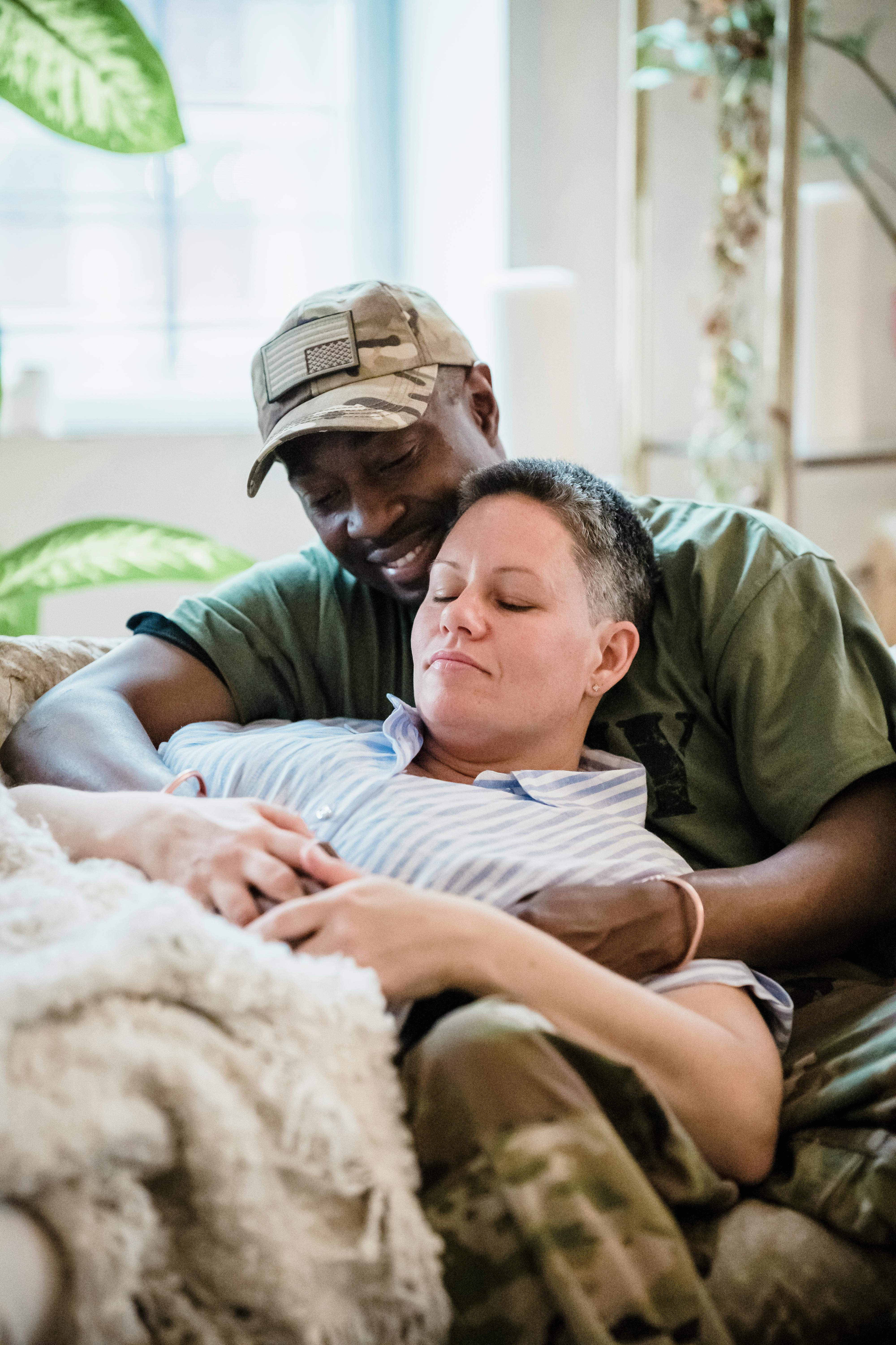 couple resting on the couch