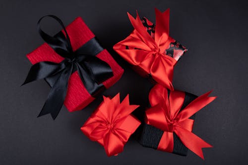 Overhead Shot of Red and Black Gift Boxes